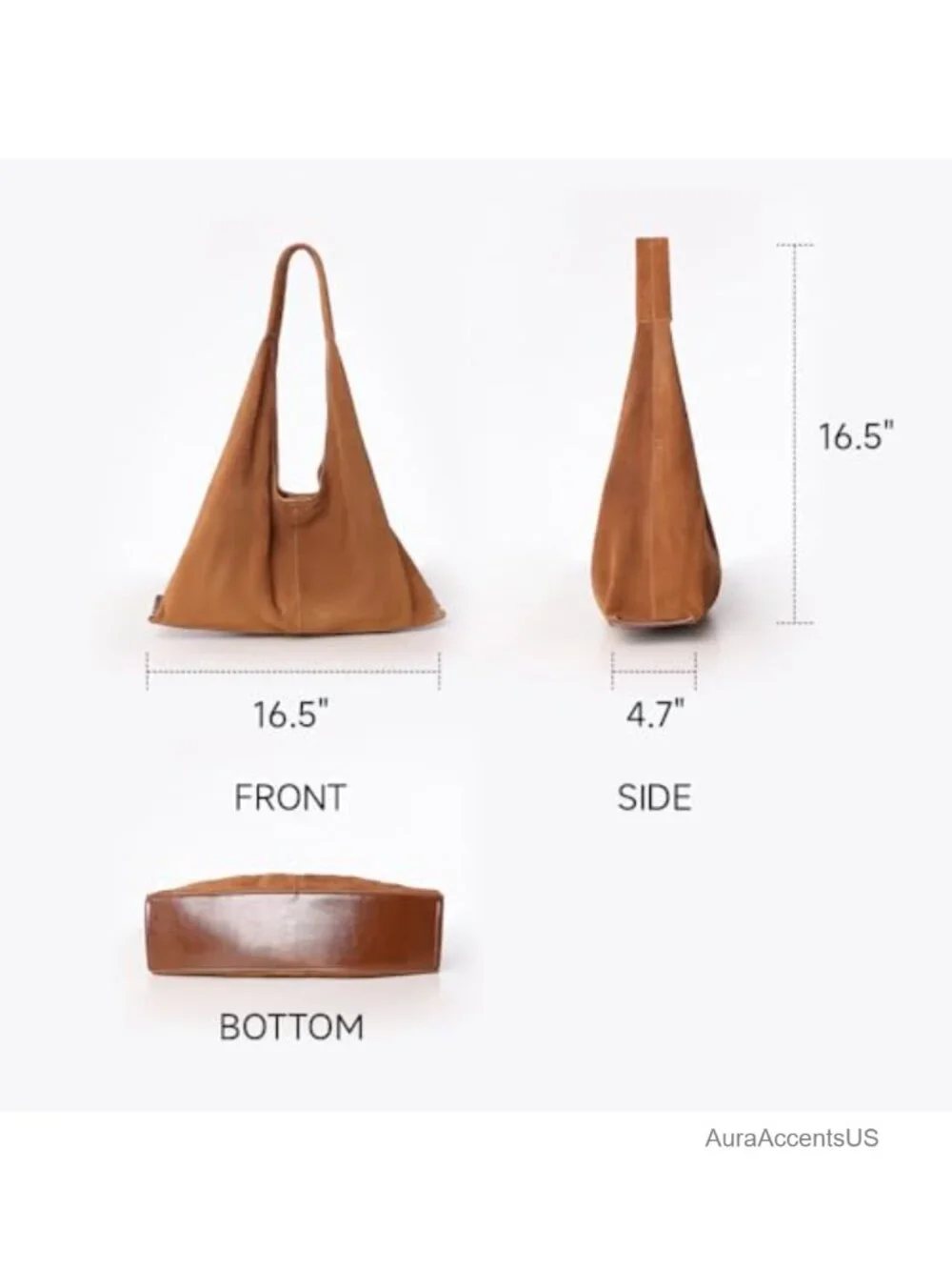 Genuine Suede Leather Hobo Bag for Women Large Slouchy Crescent Shoulder Tote